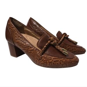 Brioso 'Maureen' Brown Leather Women's Comfort Loafers Block Heel Size 6.5M